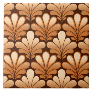 Carreau Motif de coquillages Art Déco, or Rose et Brown f