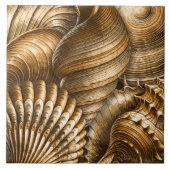 Carreau Motif de coquillages d'aquarelles dorées (Devant)