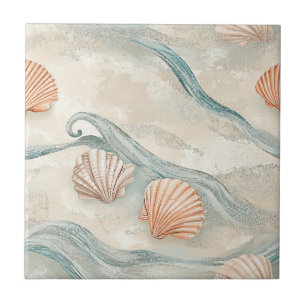 Carreau Motif de coquillages de maison de plage