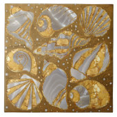 Carreau Motif de coquillages - perle et or (Devant)