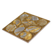 Carreau Motif de coquillages - perle et or (Côté)