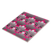 Carreau Motif de coquille Art déco, gris et rose Fuchsia (Côté)