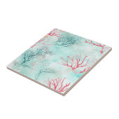 Carreau Motif de corail côtier à l'aquarelle (Côté)