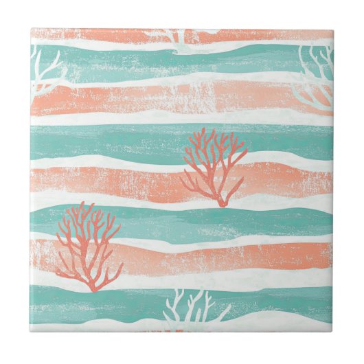 Carreau Motif de corail côtier minimal (Devant)