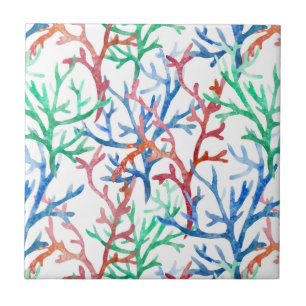 Carreau Motif de corail d'aquarelle