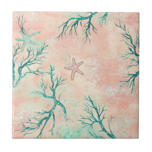 Carreau Motif de corail de plage estivale