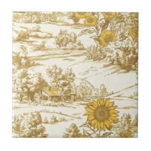 Carreau Motif de cottage d'été au tournesol doré