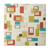 Carreau Motif de couleur géométrique rétro du milieu du si (Devant)