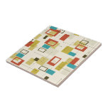 Carreau Motif de couleur géométrique rétro du milieu du si<br><div class="desc">Coloré rétro de formes géométriques rétro du milieu du siècle en motif sans couture sur arrière - plans beiges clairs.</div>