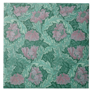 Carreau Motif de couronne verte et rouge (par William Morr