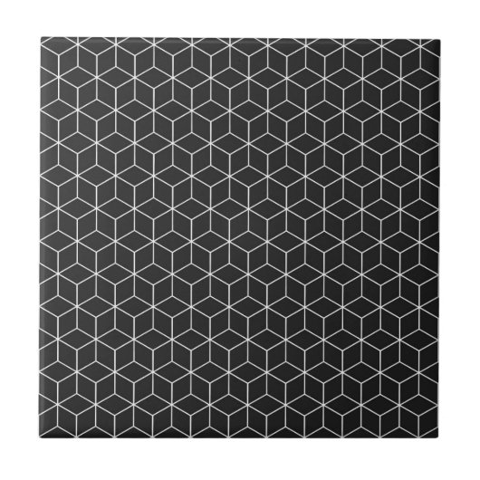 Carreau Motif de cube géométrique noir et blanc (Devant)