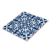 Carreau Motif de damassé d'Ikat - bleu et blanc de cobalt (Côté)