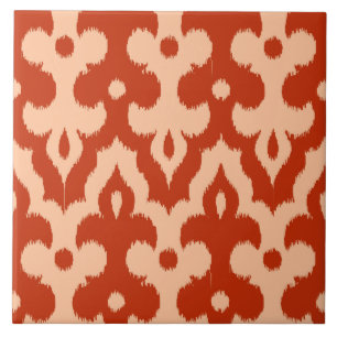 Carreau Motif de damassé d'Ikat de Marocain, mandarine