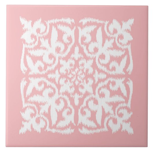 Carreau Motif de damassé d'Ikat - écossez le rose et le (Devant)