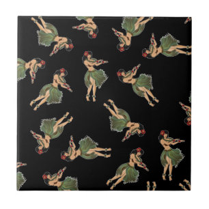 Carreau Motif de danse de la fille de Hula