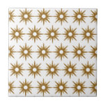Carreau Motif de démarrage Or moderne du milieu du siècle<br><div class="desc">Design d'inspiration moderne du milieu du siècle avec motif vintage de starbursts rétro or sur un arrière - plan blanc. Design moderne simple et propre. Créez votre propre motif personnalisé en téléchargeant une nouvelle image, ou utilisez le bouton "message" pour contacter le concepteur pour obtenir de l'aide. Pour créer votre...</div>