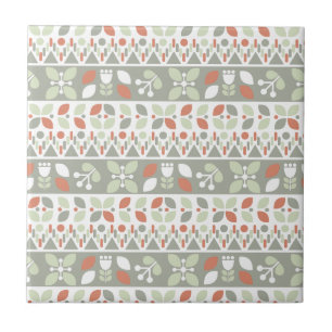 Carreau Motif de design floral folklorique scandinave