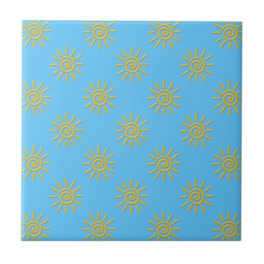 Carreau motif de dessin 3D Jaune Sun (Devant)