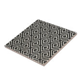 Carreau Motif de diamant d'Ikat en noir et crème (Côté)