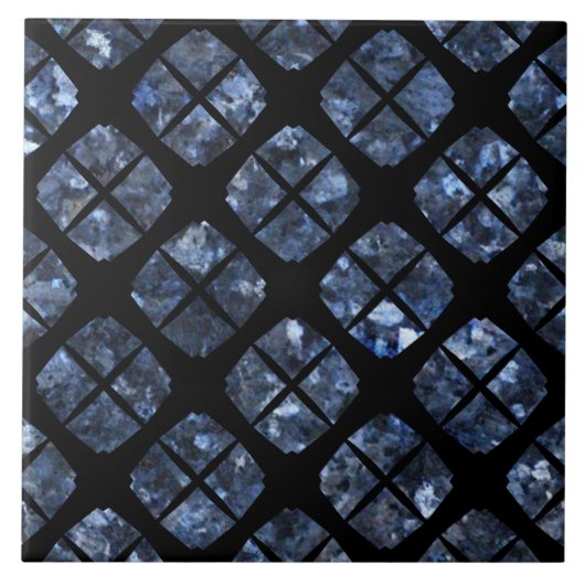 Carreau Motif de diamants moderne urbain noir et bleu (Devant)