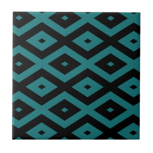 Carreau motif de diamants turquoise et noir
