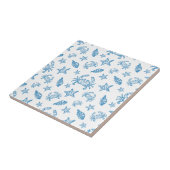 Carreau Motif de doodle de créatures marines nautiques (Côté)