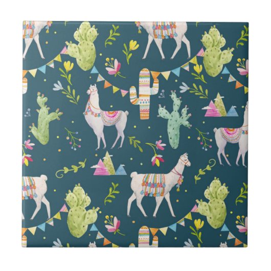 Carreau Motif de drapeau de lama d'aquarelle (Devant)