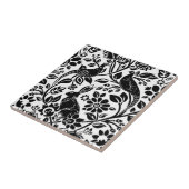 Carreau Motif de faisan et lièvre, blanc et noir (Côté)