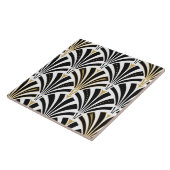 Carreau Motif de fan d'art déco - noir et blanc (Côté)