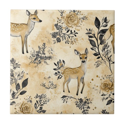 Carreau Motif de faon de la forêt fantaisiste (Devant)