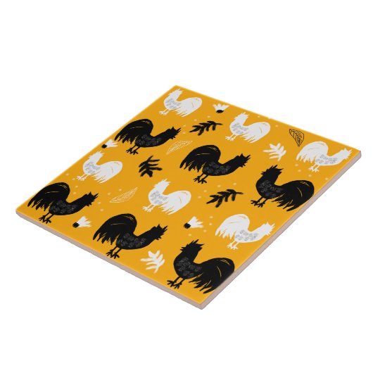 Carreau Motif de ferme florale tiré à la main (Côté)