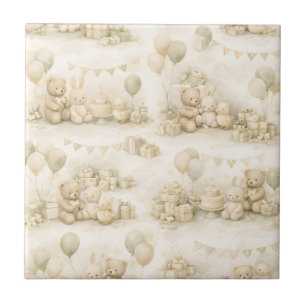 Carreau Motif de fête de bébé ours en peluche neutre pour