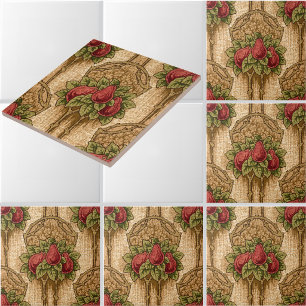 Carreau Motif de feuillage floral de poires Craftsman vint