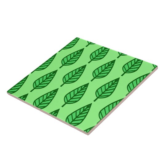 Carreau Motif de feuille de hêtre, nuances de vert (Côté)