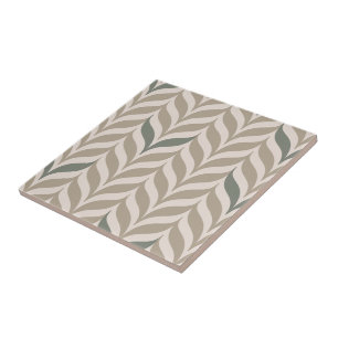 Carreau Motif de feuille décoratif de couleur verte géomét