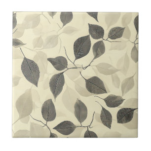 Carreau Motif de feuille verte rustique vintage avec base 