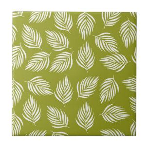 Carreau Motif de feuilles vert citron décoratives