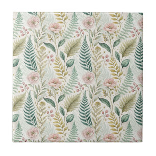 Carreau Motif de fleur botanique florale rose peint à la m