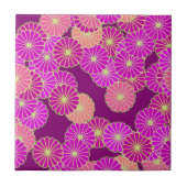 Carreau Motif de fleur d'art déco - nuances de violet, (Devant)