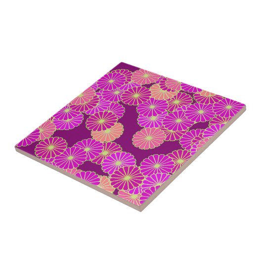 Carreau Motif de fleur d'art déco - nuances de violet, (Côté)