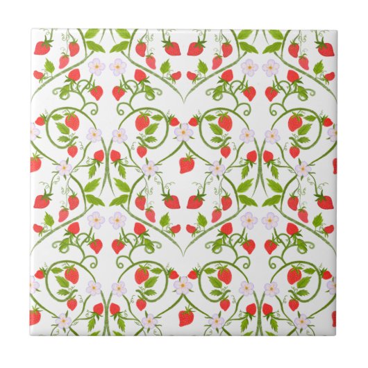 Carreau Motif de fleur de fraisier à l'aquarelle (Devant)