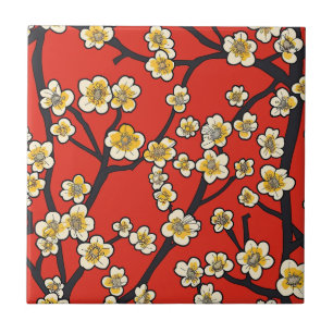 Carreau Motif de fleur de prunier blanc Meihua chinois rou