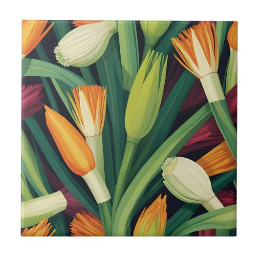 Carreau Motif de fleur d'oignon vibrant (Devant)