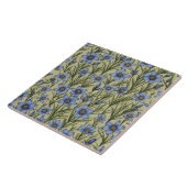 Carreau Motif de fleur en laiton bleu (Côté)