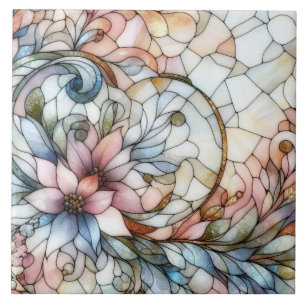 Carreau Motif de fleur en verre coloré
