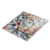 Carreau Motif de fleur en verre coloré (Côté)