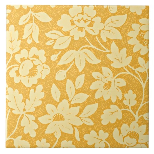Carreau Motif de fleur jaune de William Morris (Devant)
