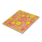 Carreau Motif de fleur jaune-orange et rose de hippie (Côté)