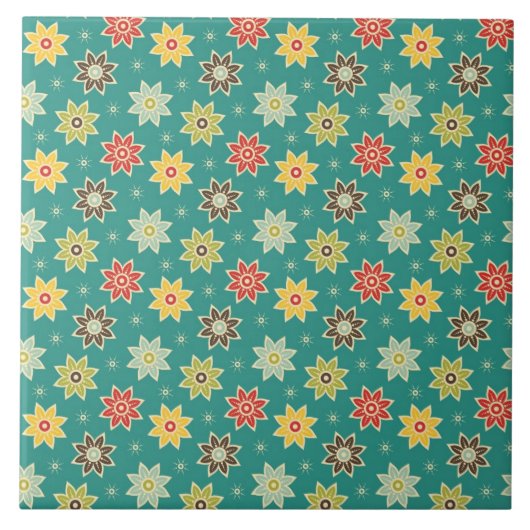 Carreau motif de fleur les années 70 rétro (Devant)