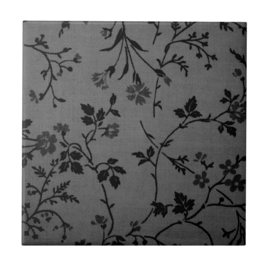 Carreau motif de fleur noir et gris (Devant)
